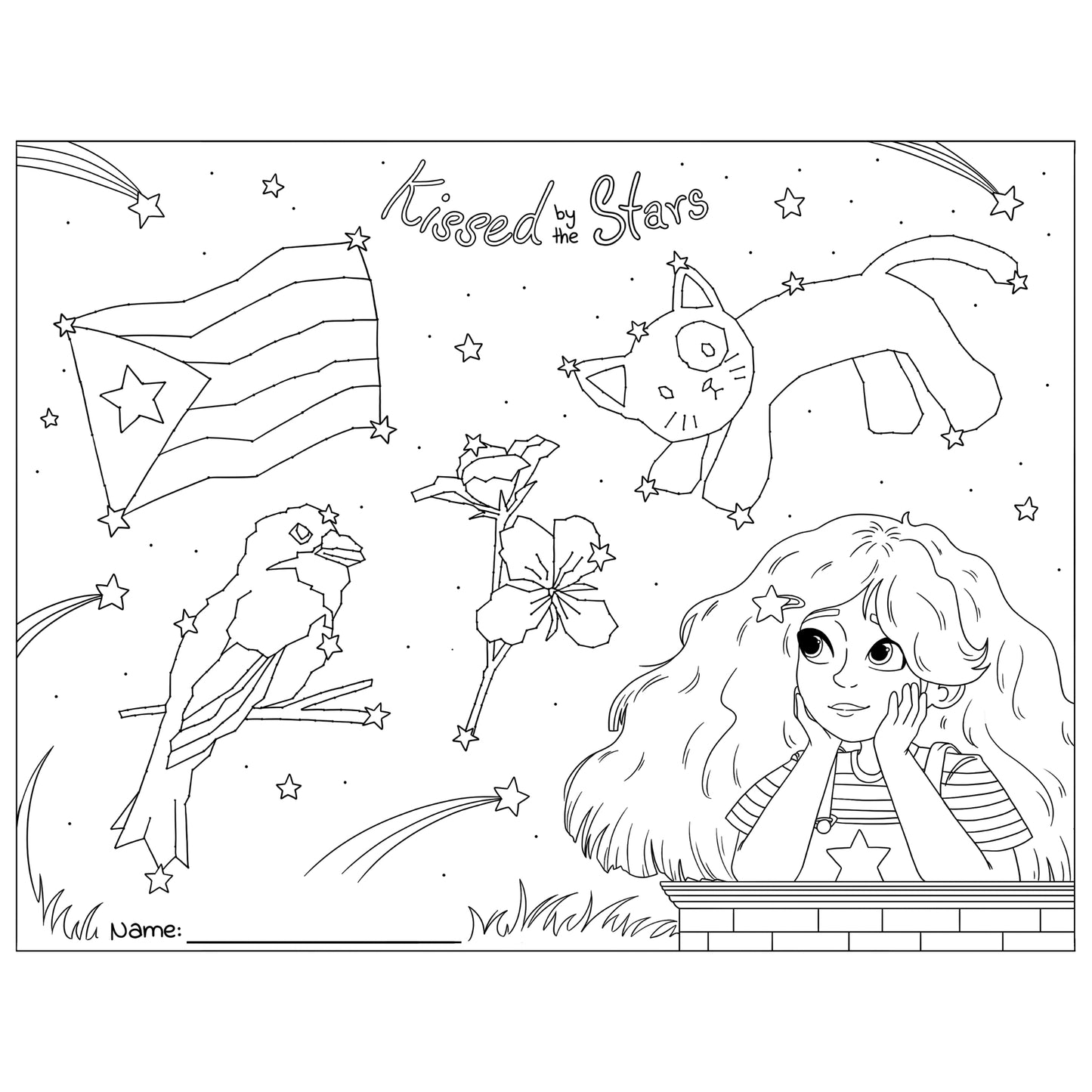Kissed by the Stars Collage Coloring Page