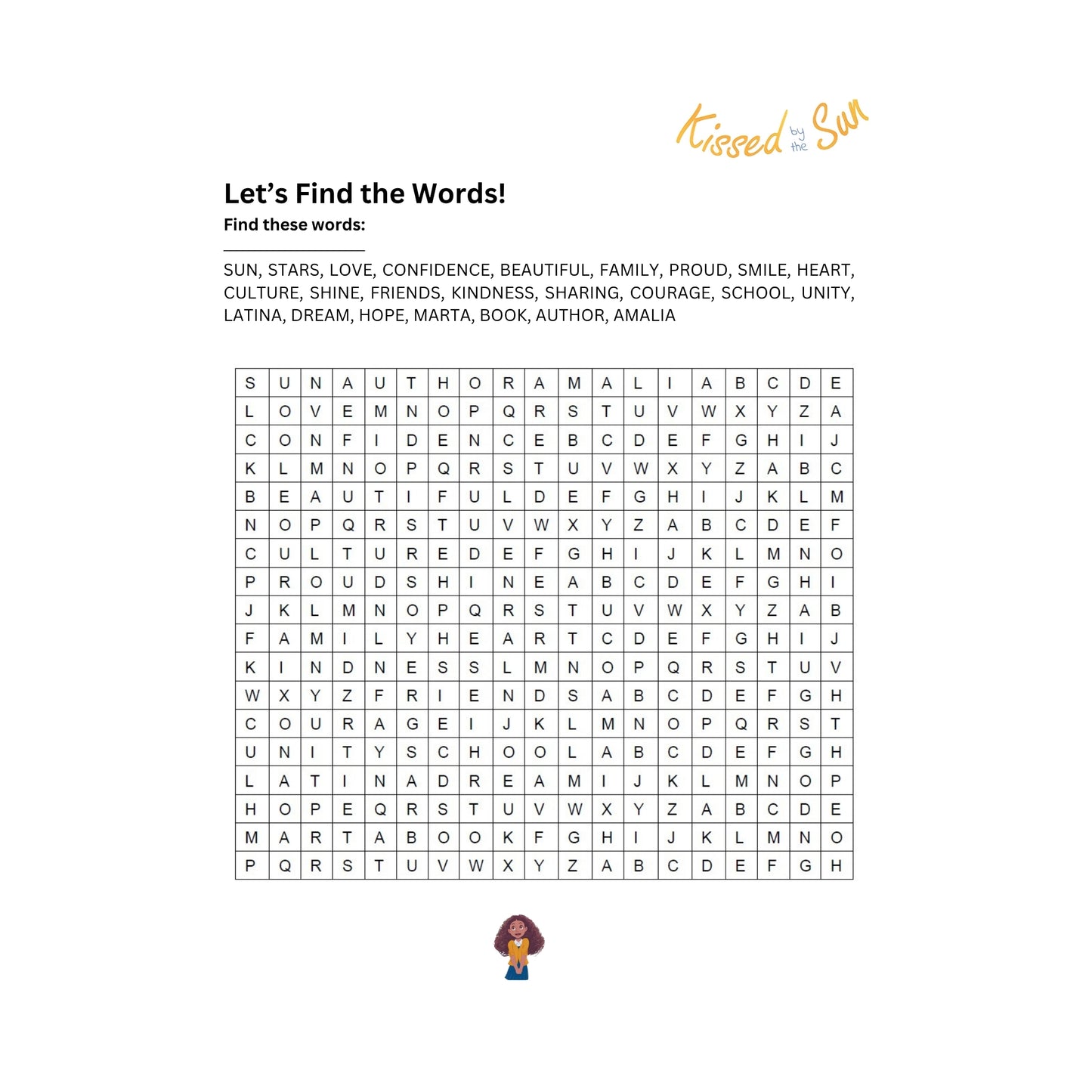 Kissed by the Sun Word Search Activity